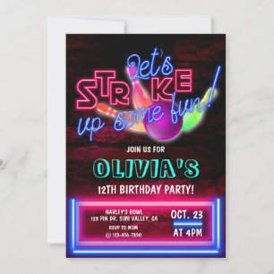 Convites Festa de boliches, Boliches cósmicas, aniversári