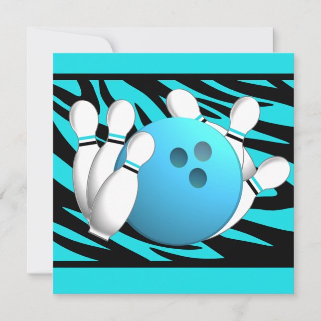 Convites Festa de Boliches Neon Zebra Stripe (Frente)