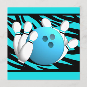 Convites Festa de Boliches Neon Zebra Stripe