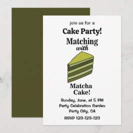 Convites Festa de Bolo Verde Matcha Engraçado