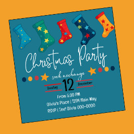 Convites Festa de Bolsa de Natal em Azul