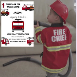 Convites Festa de Bombeiros de Caminhão de Aniversário Conv