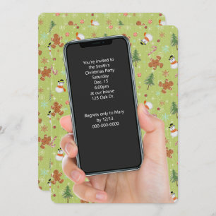 Convites Festa de boneco de neve de Natal e pão de gengibre