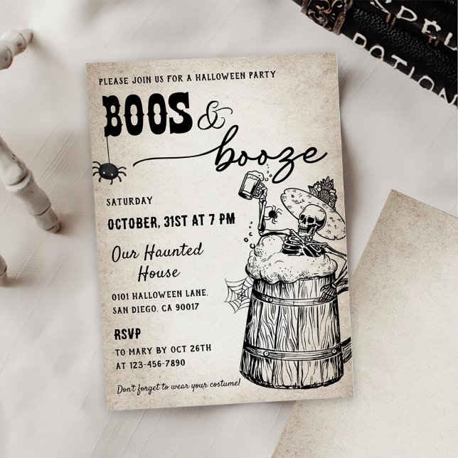 Convites Festa de Boos e Booze Ghost Halloween (Criador carregado)
