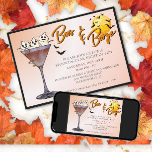 Convites Festa de Boos e Booze Halloween