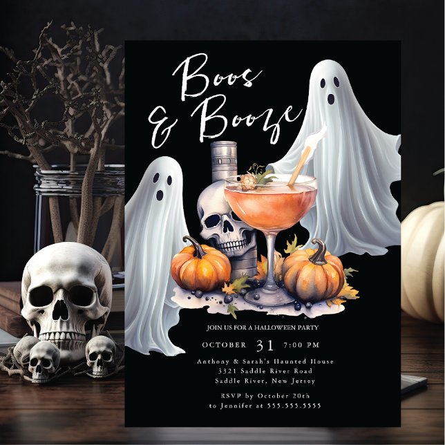 Convites Festa de Boos e Booze Halloween (Criador carregado)
