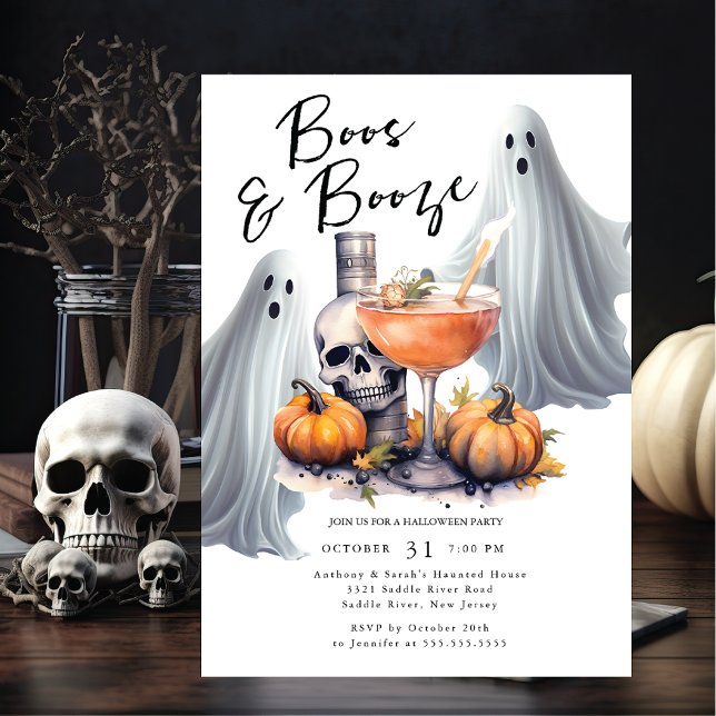 Convites Festa de Boos e Booze Halloween (Criador carregado)