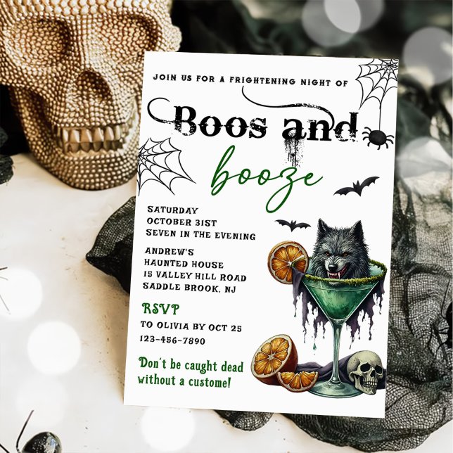 Convites Festa De Boos E Booze Halloween (Criador carregado)