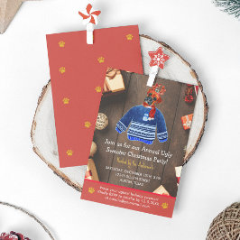 Convites Festa de Boxer Cachorro Feio de Natal