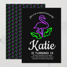 Festa de Brilho de Flamingo Neon Tropical Teen