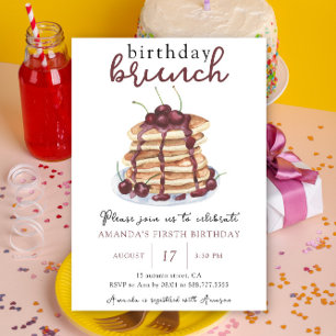 Convites Festa de Brunch de Aniversário de Um Ano com Panqu
