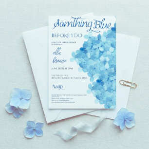 Convites Festa de Brunch de Noiva Floral Azul Elegante