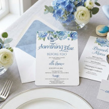 Festa de Brunch Nupcial Floral Azul Elegante