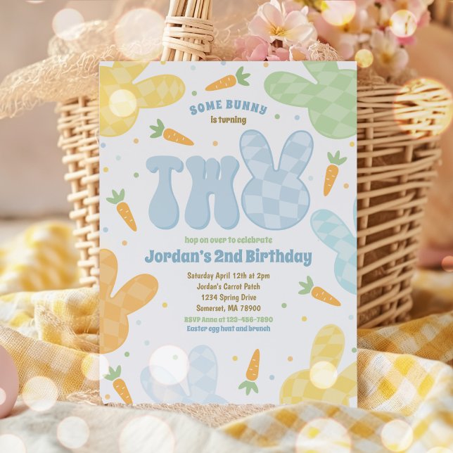 Convites Festa de Bunny segundo aniversário Modern Bunny (Criador carregado)