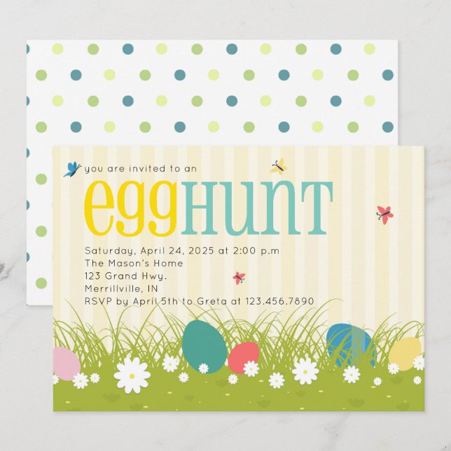 Convites Festa de Caça ao Ovo de Páscoa (Frente/Verso)