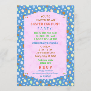 Convites Festa de Caça de Ovo em Páscoa - Azul Bonito