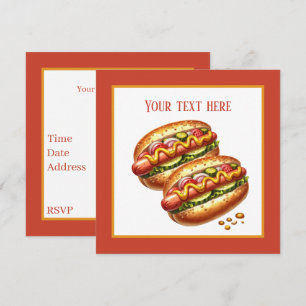 Convites Festa de cachorro quente grelhado e bonito