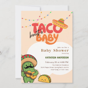 Convites Festa de Cactus Boho Taco Sobre um Chá de Bebê