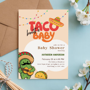 Convites Festa de Cactus Boho Taco Sobre um Chá de Bebê