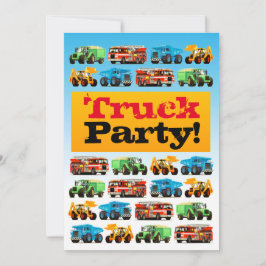 Convites Festa de Caminhão de Construção de aniversário de