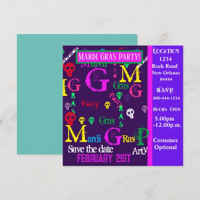 Convites Festa de CARNAVAL   (Frente/Verso)