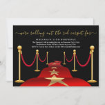 Convites Festa de Carpete Vermelho com Folha de Ouro Faux<br><div class="desc">O convite perfeito para o seu evento. Veja a Coleção de Tapetes Vermelhos na minha loja para encontrar itens para sua celebração.</div>