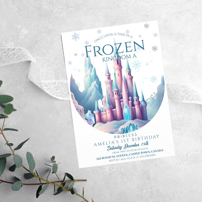 Convites Festa de Cartoon do Castelo 1rua de Ice Birthday (Criador carregado)