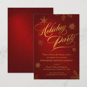 Convites Festa de Casa Aberta de Férias de Natal Vermelho e