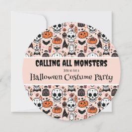 Convites Festa de Casa Assombrada ao Halloween, rosa