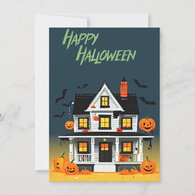 Convites Festa de Casa Assombrada de Halloween (Frente)