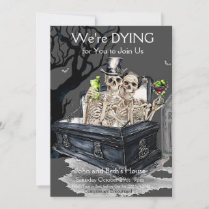 Convites Festa de Casais Esqueletais de Halloween