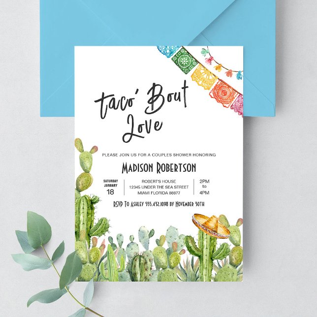 Convites Festa de Casais Taco 'Bout Amor Fiesta (Criador carregado)