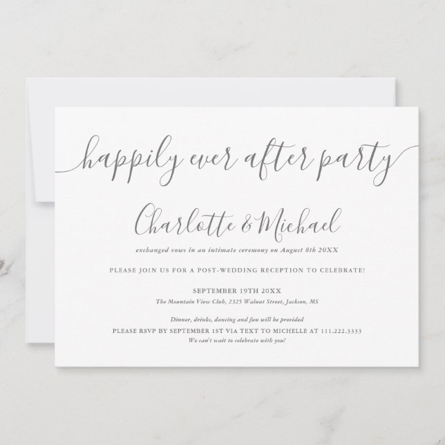 Convites Festa de Casamento Cinza e Branco Felizes para Sem (Frente)