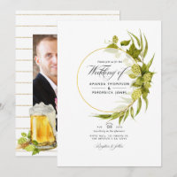 Festa de casamento com foto geométrica verde e dou