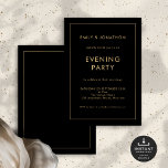 Convites Festa de Casamento da Fronteira Dourada Negra<br><div class="desc">Simples Festa de Casamento na Fronteira Dourada e Negra. Totalmente personalizável. Disponível digitalmente e impresso. Fácil de personalizar o texto para seus detalhes e alterar as cores da tipografia e do fundo em cada lado pode ser alterado para qualquer opção ou sua escolha por meio da opção editar mais.</div>