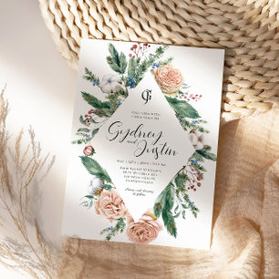 Convites Festa de casamento da Moldura de Natal de inverno