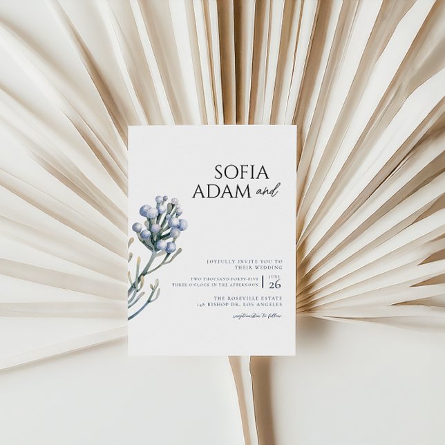 Convites Festa de casamento de inverno Floralr de Aquarela (Criador carregado)