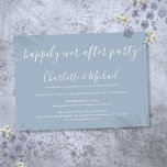 Convites Festa de Casamento Dusty Blue Felizes para Sempre<br><div class="desc">Com nomes de estilo característicos,  este convite de festa de recepção de casamento dusty blue felizes para sempre pode ser personalizado com suas informações em letras elegantes. Criado por Thisisnotme©</div>