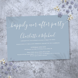 Convites Festa de Casamento Dusty Blue Happily Ever After P