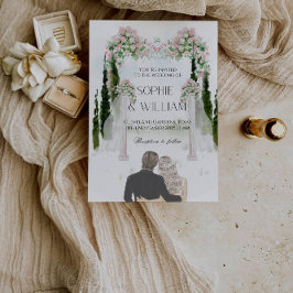 Convites Festa de casamento Elegante de Rosas Brancas e Ros