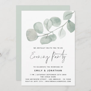 Convites Festa de Casamento Eucalyptus com Artsy Watercolor