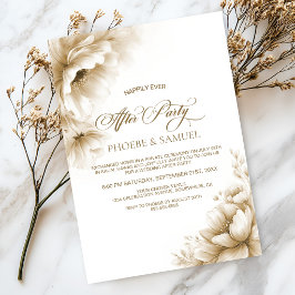 Convites Festa de Casamento Floral Neutra Rústica Após a Ce
