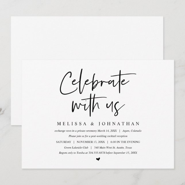 Convites Festa de Casamento Fugitivo, Celebre conosco (Frente/Verso)
