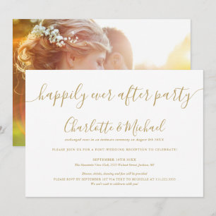Convites Festa de Casamento Gold Happily Ever After Photo