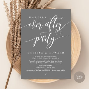 Convites Festa de Casamento Happily Ever After, Cinza Escur