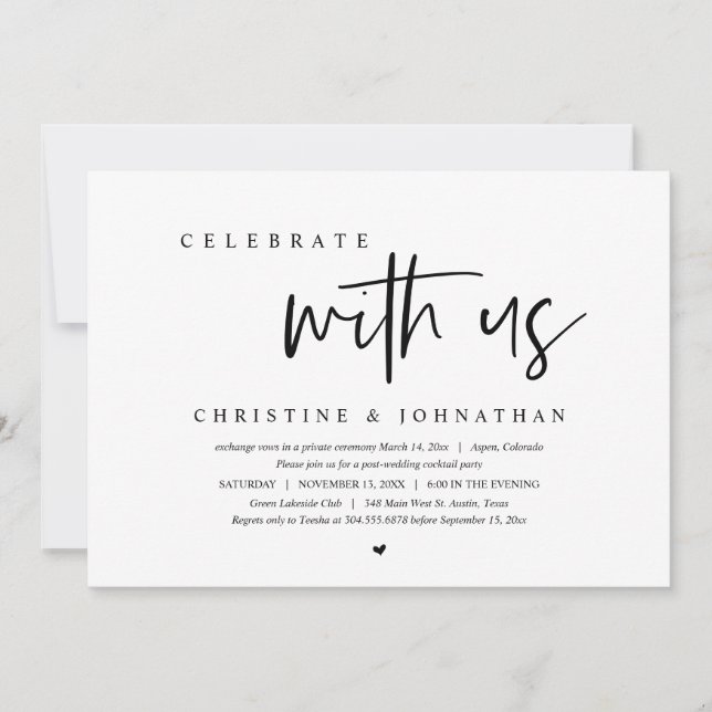 Convites Festa de Casamento Íntimo, Celebre conosco (Frente)