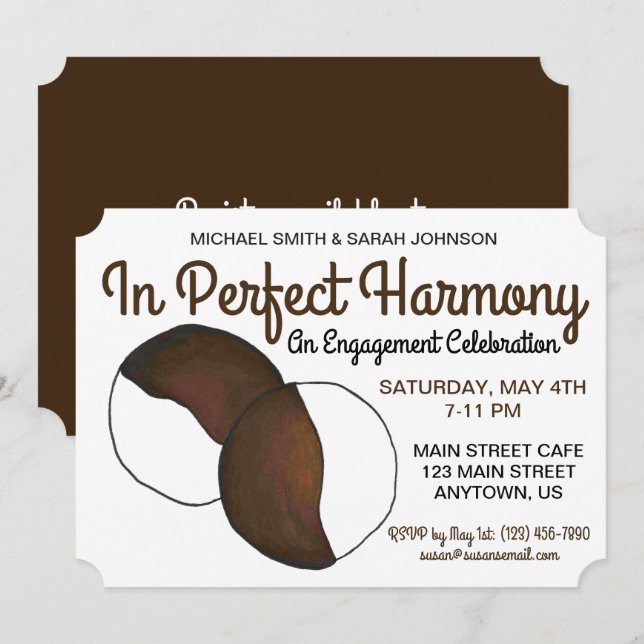 Convites Festa de casamento noivado NYC - Cookie branco pre (Frente/Verso)