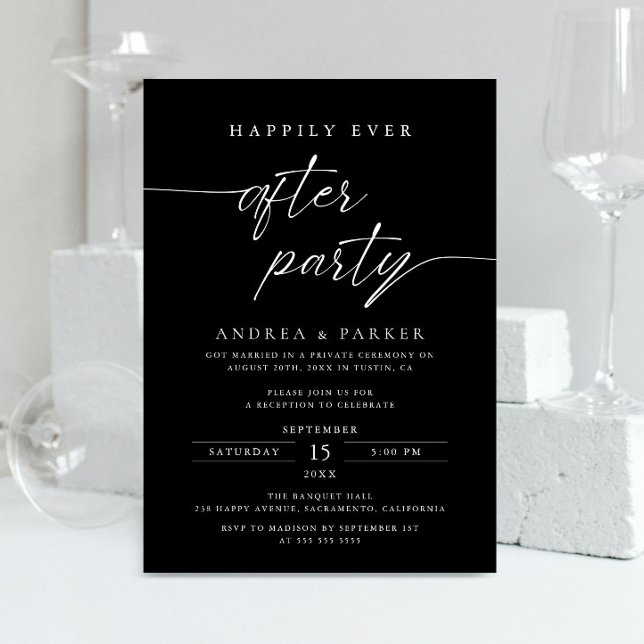 Convites Festa de Casamento Recepção Preto Feliz para Sempr (Criador carregado)