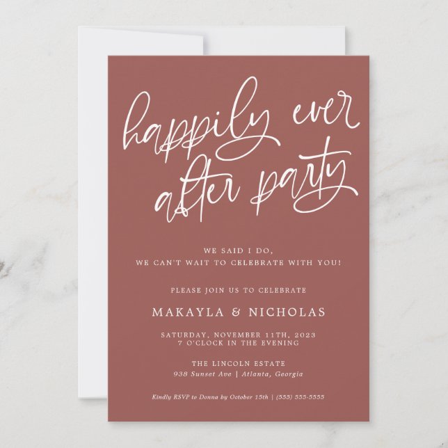 Convites Festa de Casamento Rose Happily Ever After (Frente)