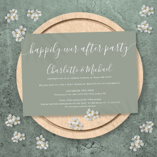 Convites Festa de Casamento Sage Green Happily Ever After